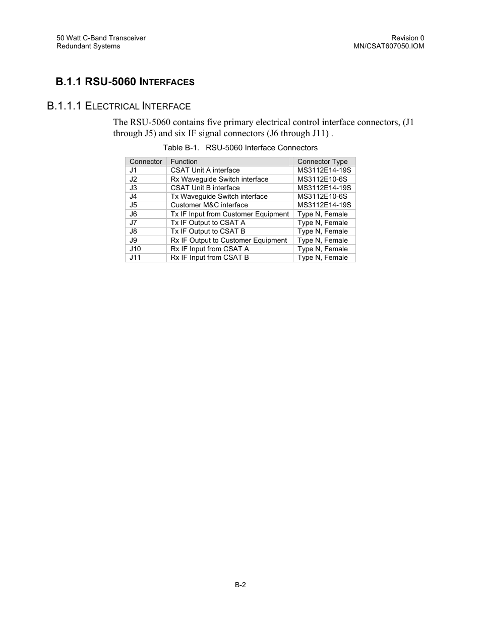 Rsu-5060 interfaces, B.1.1.1 e | Comtech EF Data CSAT-6070 User Manual | Page 84 / 102