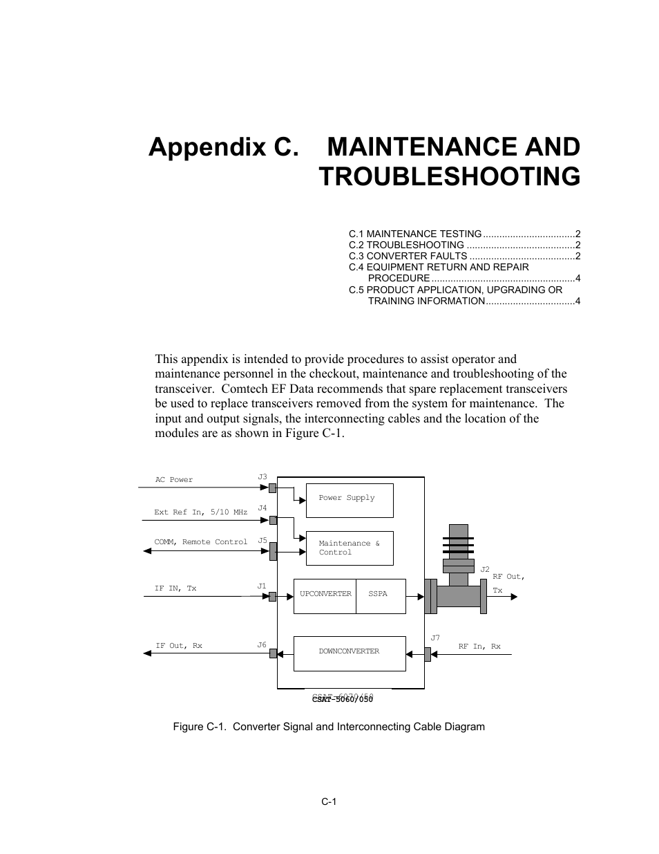 Appendix c maintenance and troubleshooting, Appendix c. maintenance and troubleshooting | Comtech EF Data CSAT-6070 User Manual | Page 93 / 102