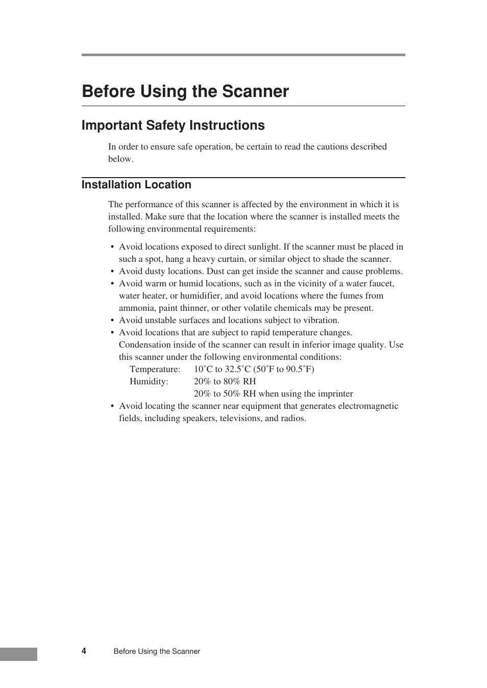 Before using the scanner, Important safety instructions | Canon CR-55 User Manual | Page 8 / 70