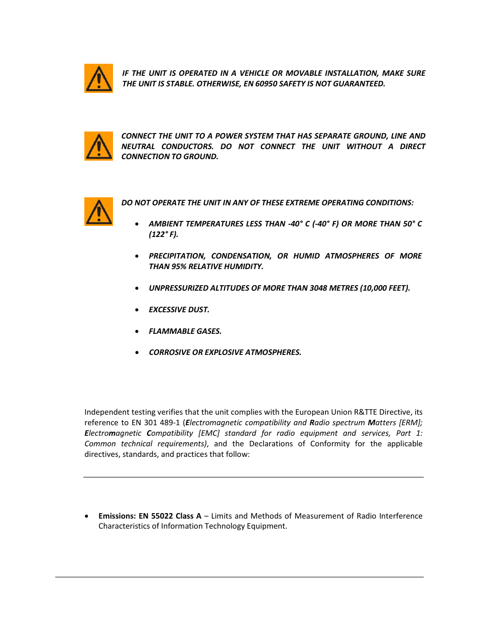 Electrical installation, Operating environment | Comtech EF Data MBT-4000B User Manual | Page 11 / 88