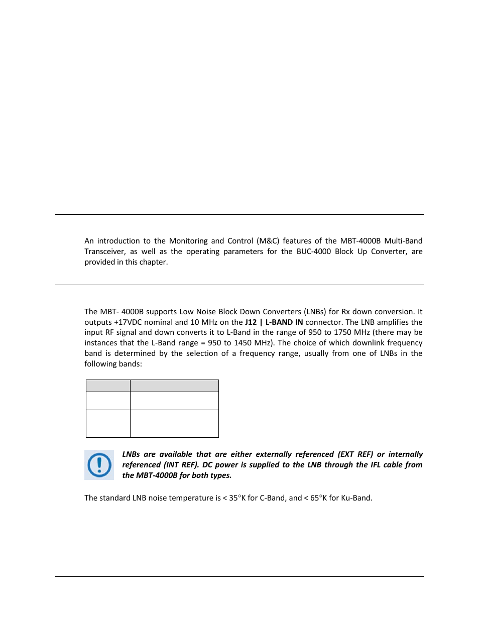 Chapter 4. system operating parameters, 1 overview, 2 description | Comtech EF Data MBT-4000B User Manual | Page 35 / 88