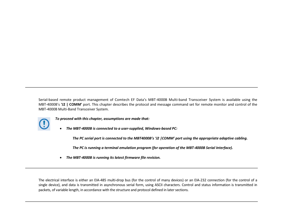 Chapter 6. serial-based remote product management, 1 overview, 2 remote control protocol and structure | Comtech EF Data MBT-4000B User Manual | Page 53 / 88