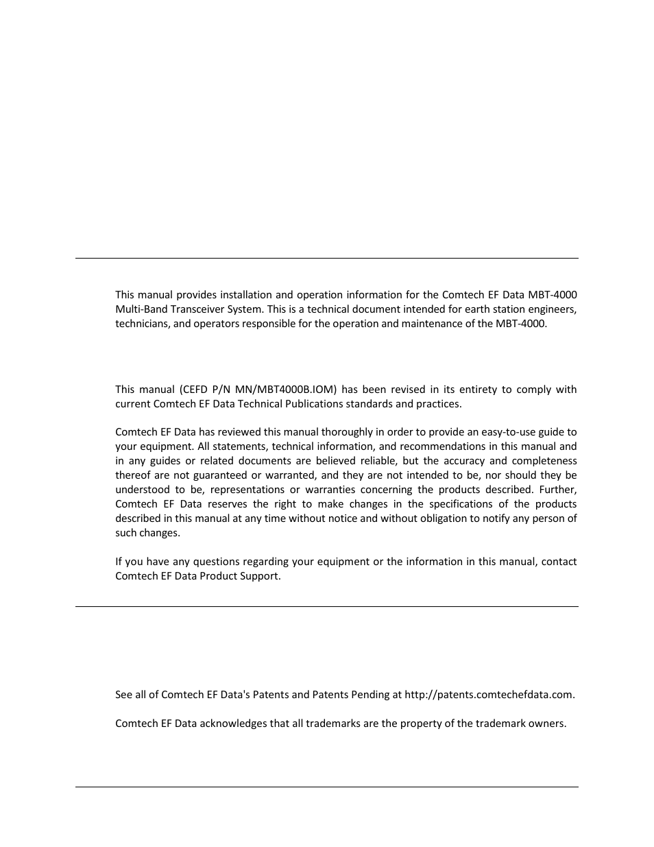 Preface, About this manual, Disclaimer | Conventions and references, Patents and trademarks | Comtech EF Data MBT-4000B User Manual | Page 9 / 88
