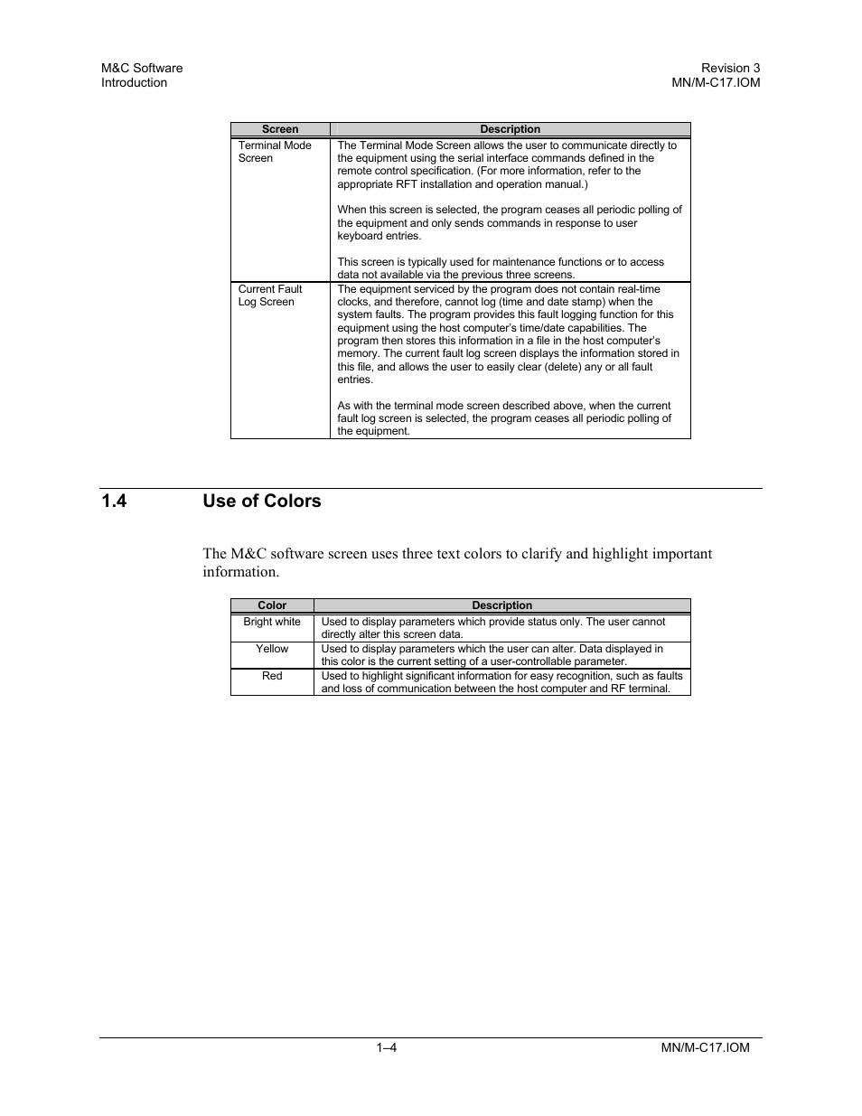 Use of colors, 4 use of colors | Comtech EF Data M&C Software User Manual | Page 12 / 34