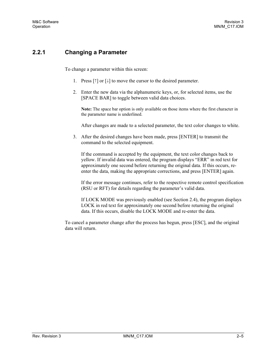 Changing a parameter, 1 changing a parameter | Comtech EF Data M&C Software User Manual | Page 19 / 34