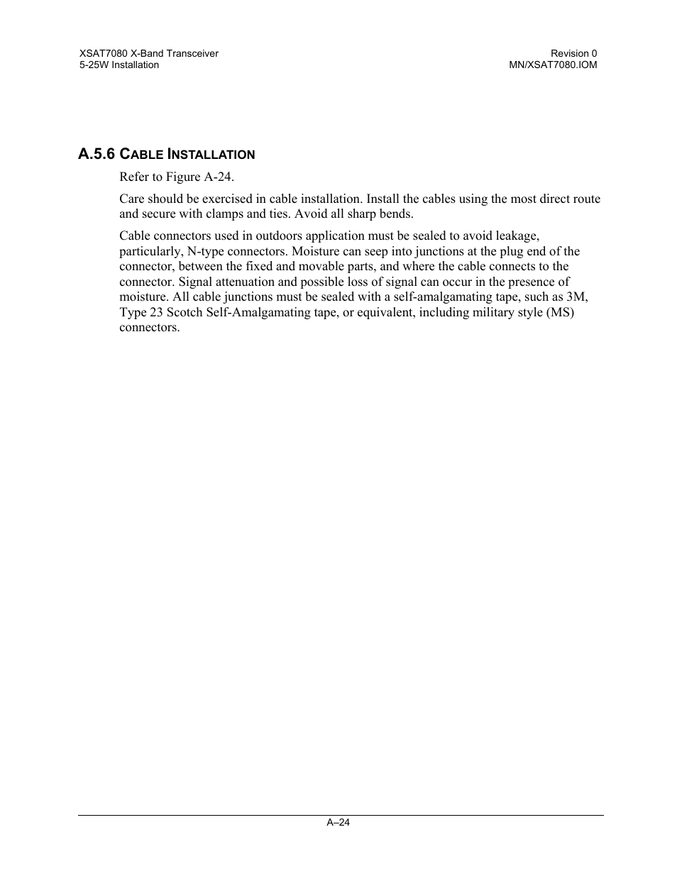 Cable installation, A.5.6 c | Comtech EF Data XSAT-7080 User Manual | Page 106 / 142