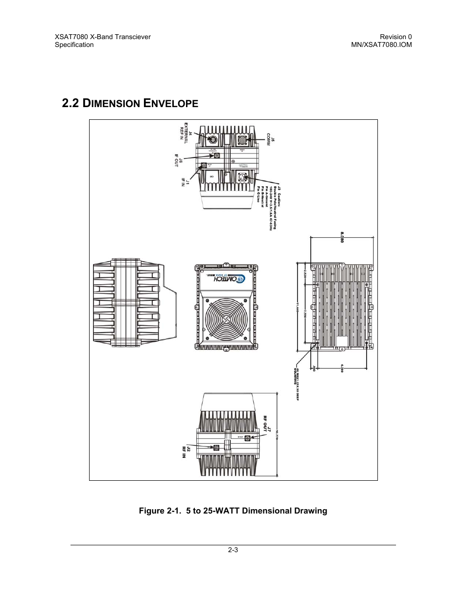 Dimension envelope | Comtech EF Data XSAT-7080 User Manual | Page 23 / 142