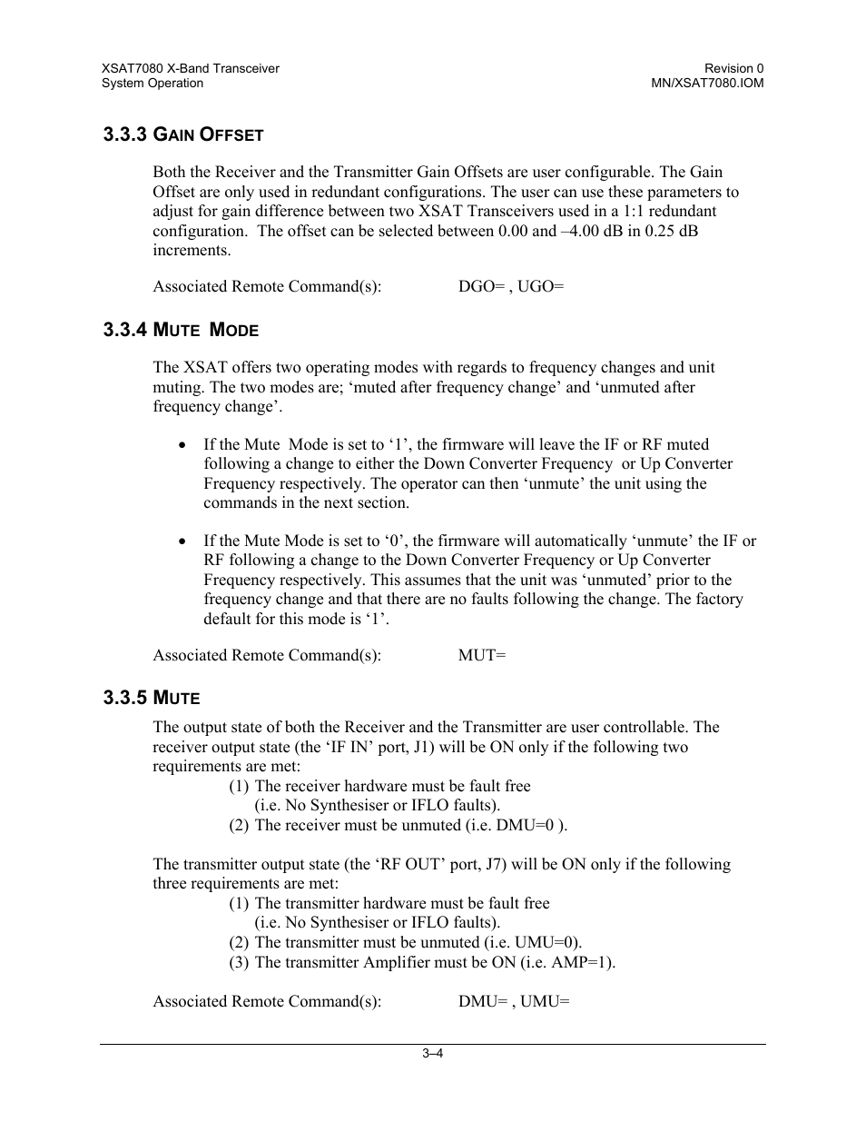 Gain offset, Mute mode, Mute | Comtech EF Data XSAT-7080 User Manual | Page 30 / 142