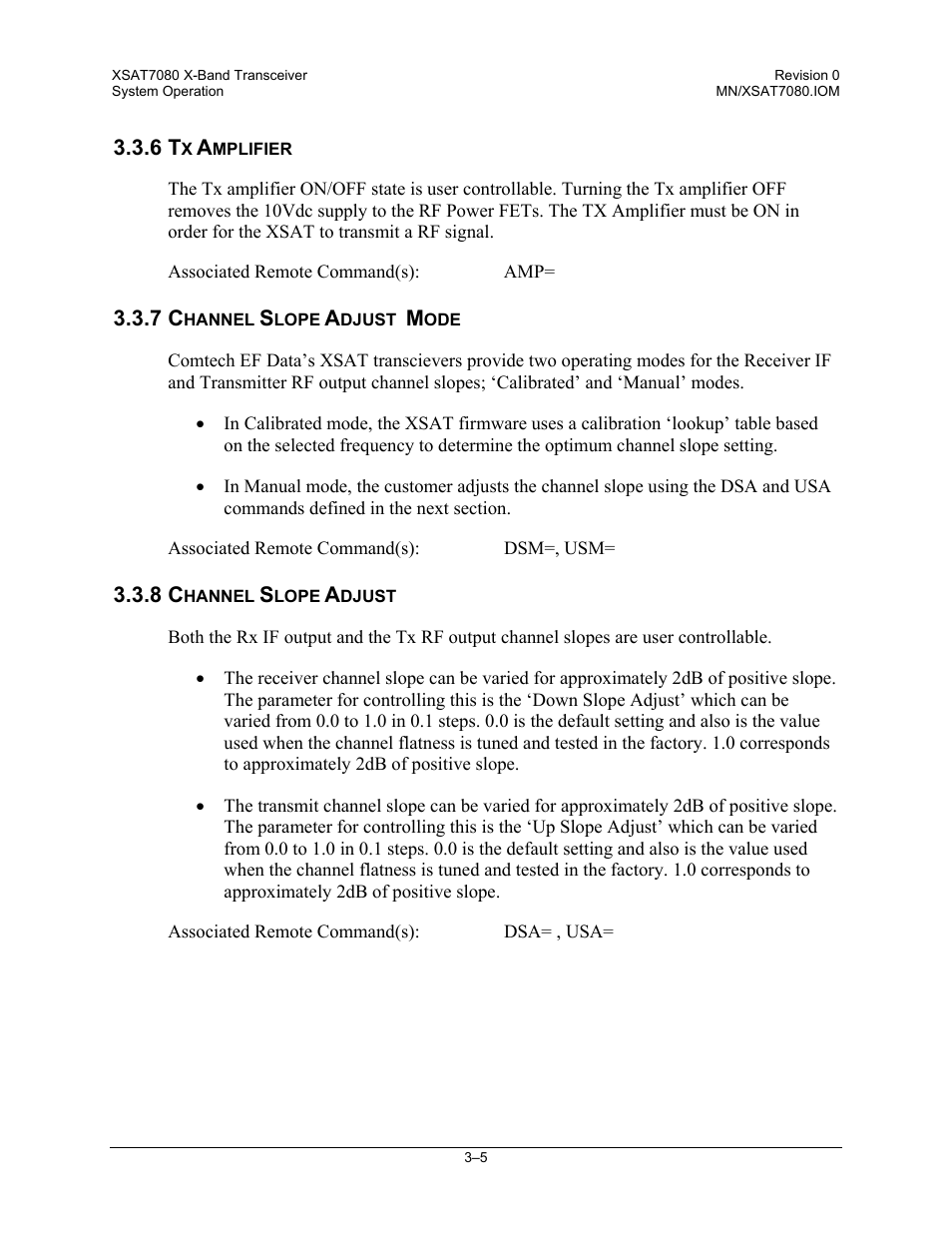 Tx amplifier, Channel slope adjust mode, Channel slope adjust | Comtech EF Data XSAT-7080 User Manual | Page 31 / 142