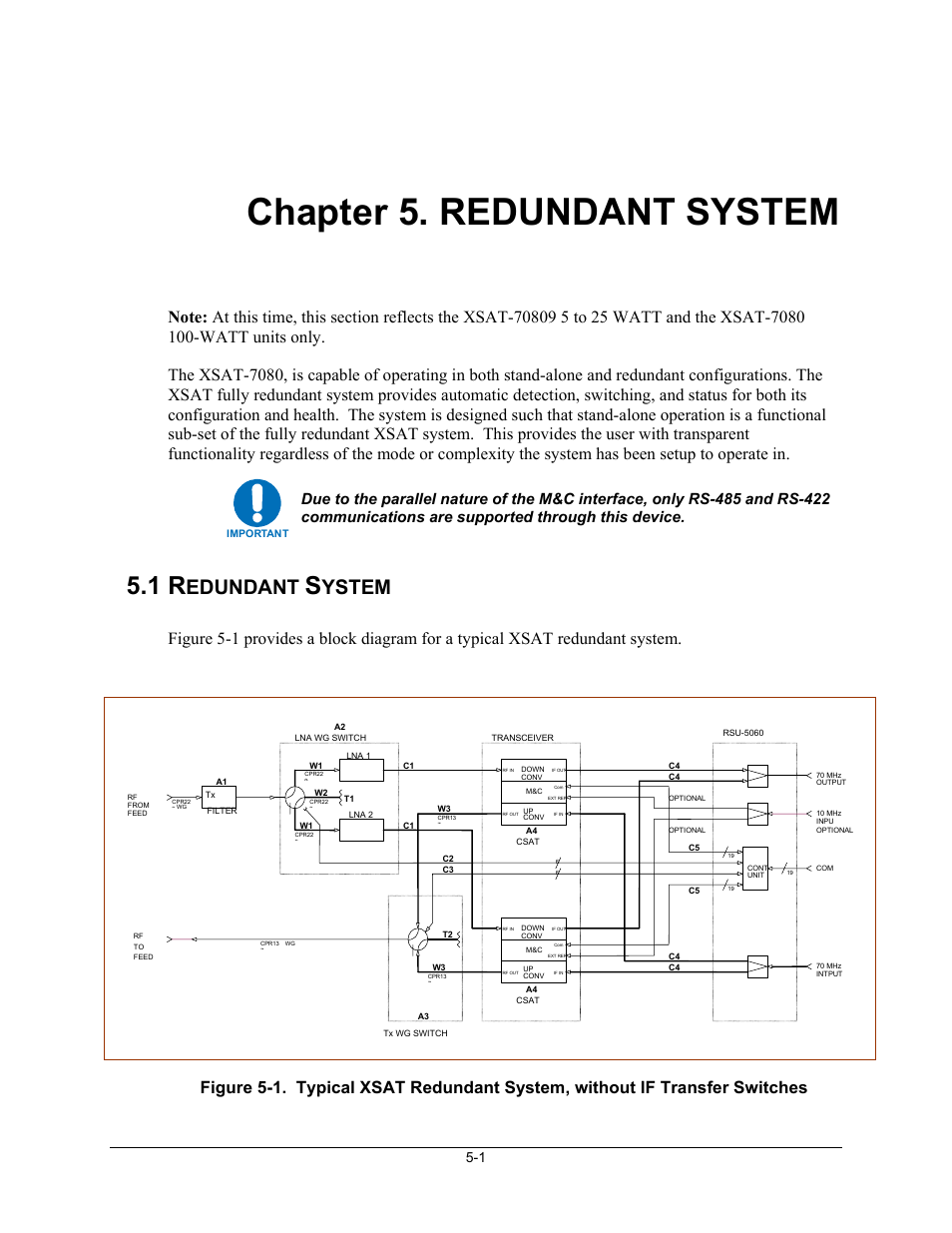 Redundant system, Chapter 5. redundant system, Edundant | Ystem | Comtech EF Data XSAT-7080 User Manual | Page 57 / 142