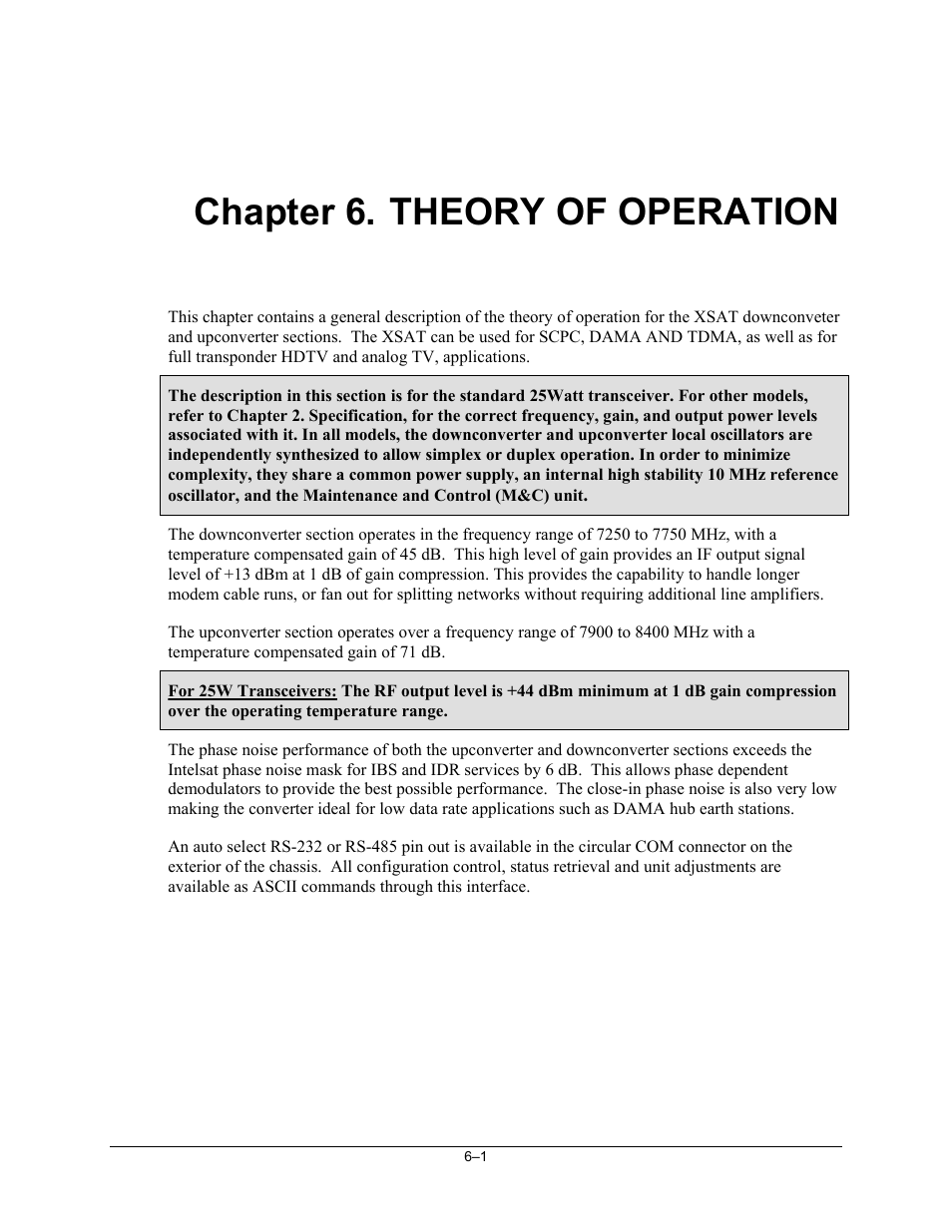 Theory of operation, Chapter 6. theory of operation | Comtech EF Data XSAT-7080 User Manual | Page 69 / 142