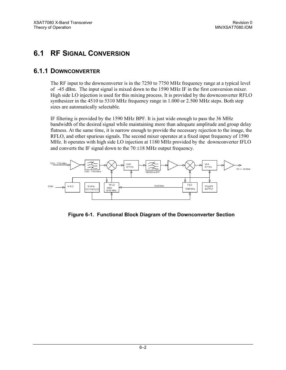 Rf signal conversion, Downconverter, 1 rf s | Comtech EF Data XSAT-7080 User Manual | Page 70 / 142