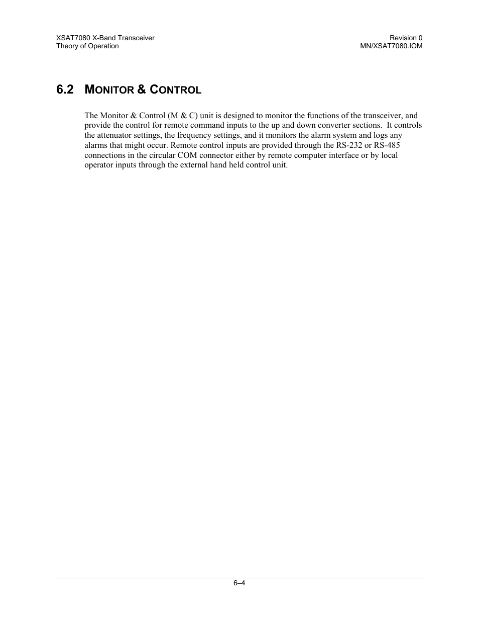 Monitor & control | Comtech EF Data XSAT-7080 User Manual | Page 72 / 142