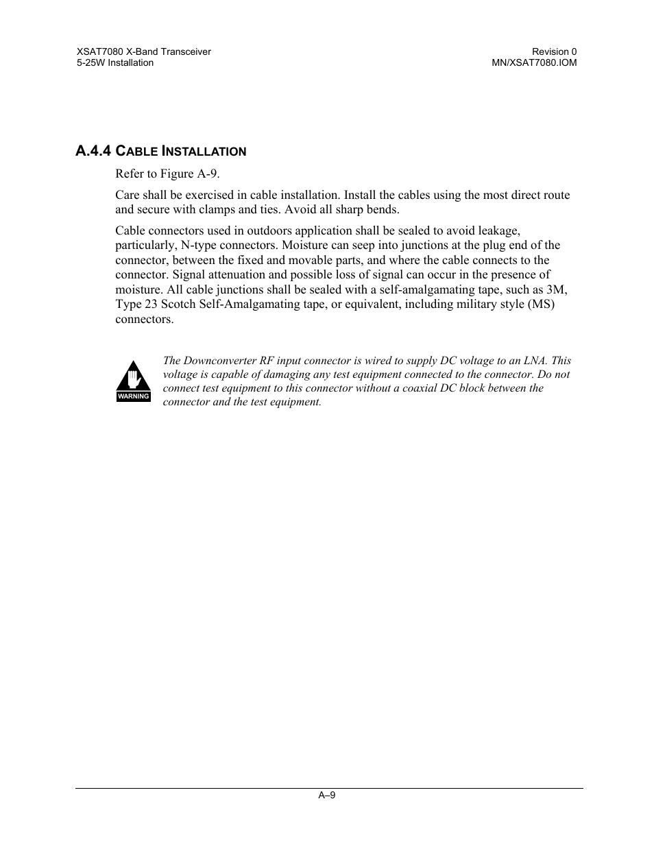 Cable installation, A.4.4 c | Comtech EF Data XSAT-7080 User Manual | Page 91 / 142