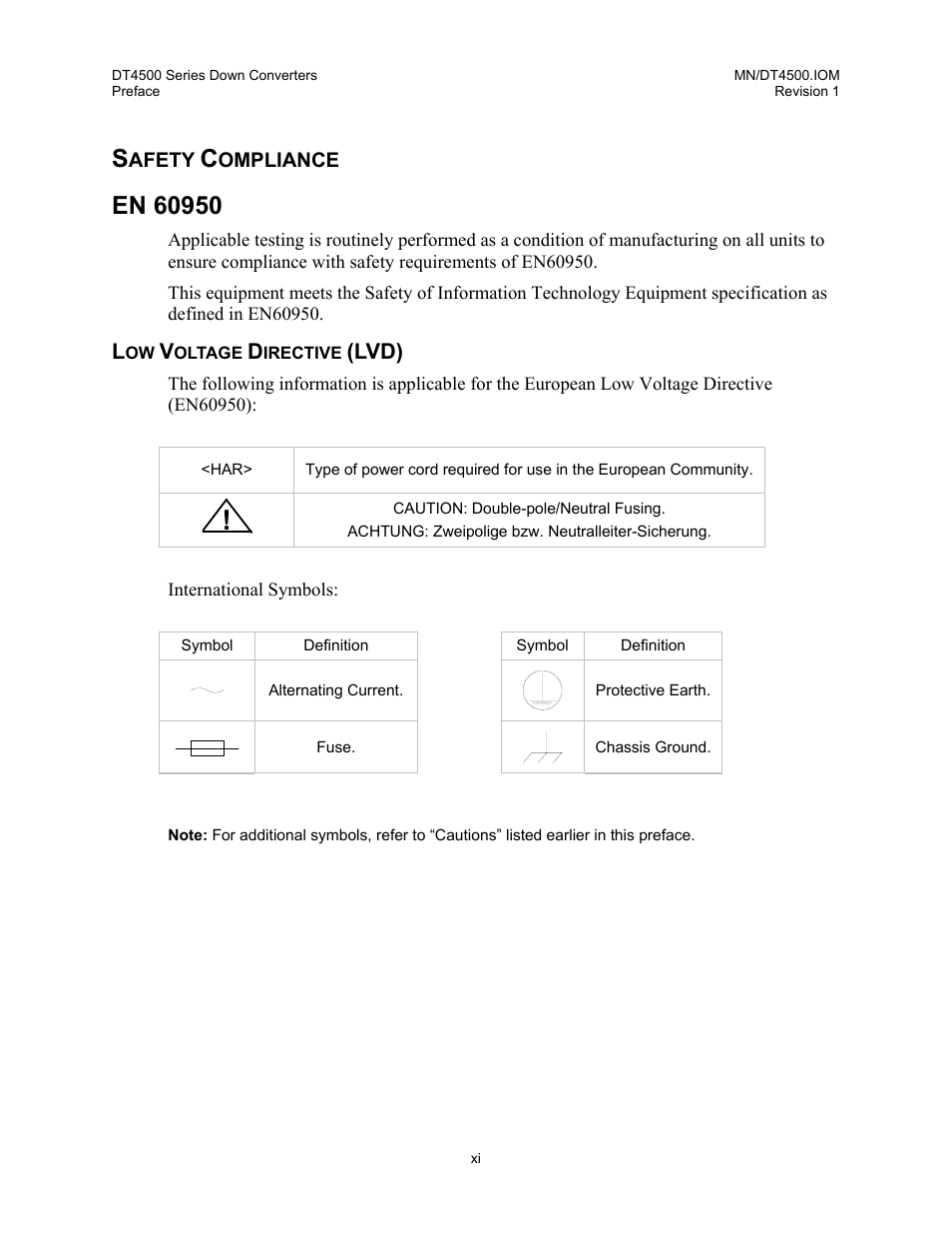 Safety compliance, En 60950, Low voltage directive (lvd) | Lvd) | Comtech EF Data DT-4500 Series User Manual | Page 17 / 114