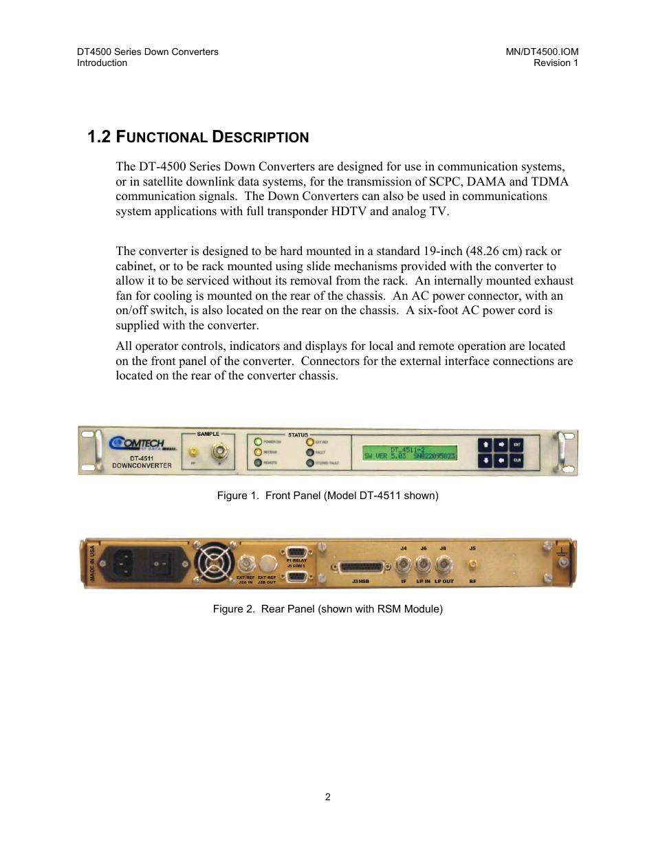 Functional description, Unctional, Escription | Comtech EF Data DT-4500 Series User Manual | Page 20 / 114