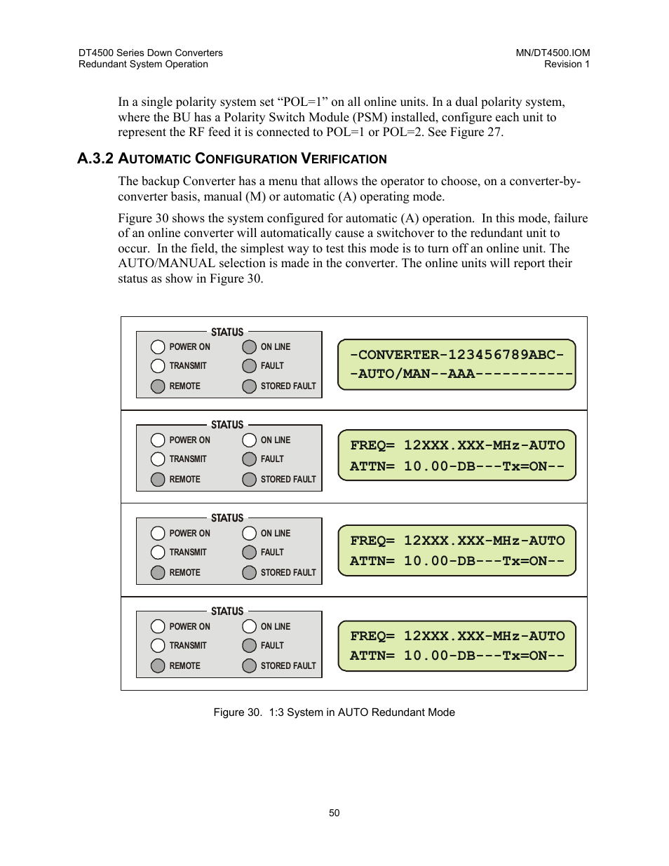 Automatic configuration verification, A.3.2 a | Comtech EF Data DT-4500 Series User Manual | Page 68 / 114