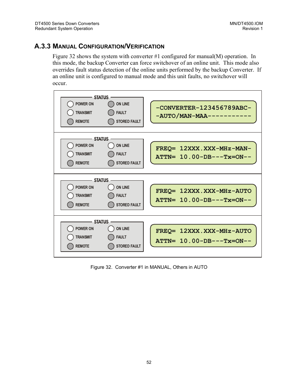 Manual configuration/verification, A.3.3 m | Comtech EF Data DT-4500 Series User Manual | Page 70 / 114