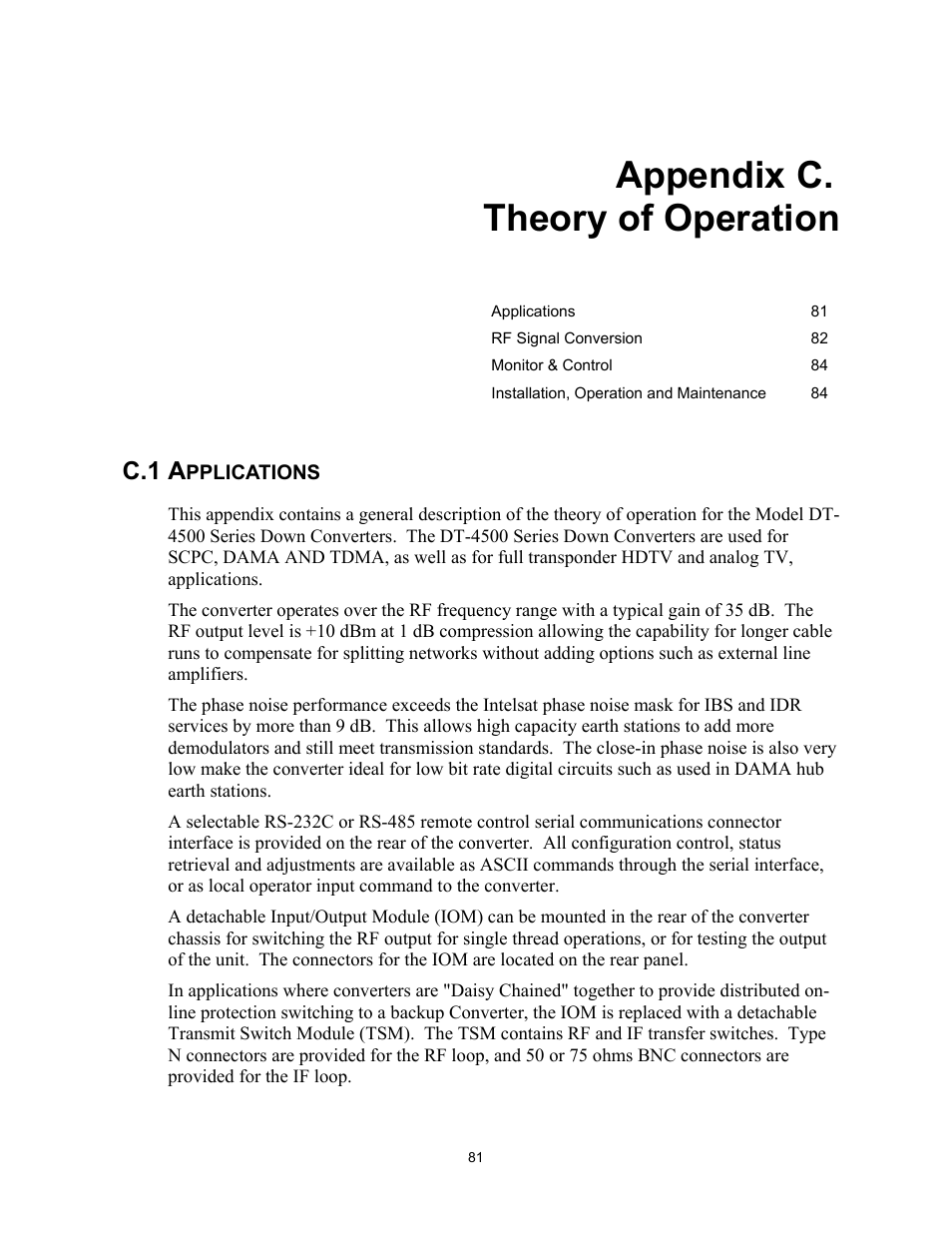 C. theory of operation, Applications, Appendix c. theory of operation | C.1 a | Comtech EF Data DT-4500 Series User Manual | Page 99 / 114