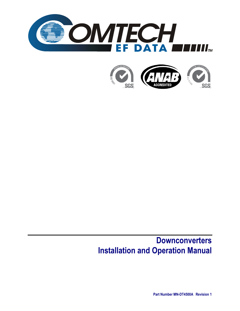 Comtech EF Data DT-4500-A Series User Manual | 162 pages