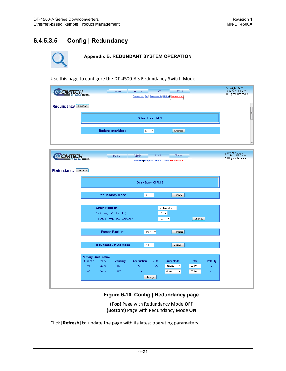 5 config | redundancy | Comtech EF Data DT-4500-A Series User Manual | Page 107 / 162