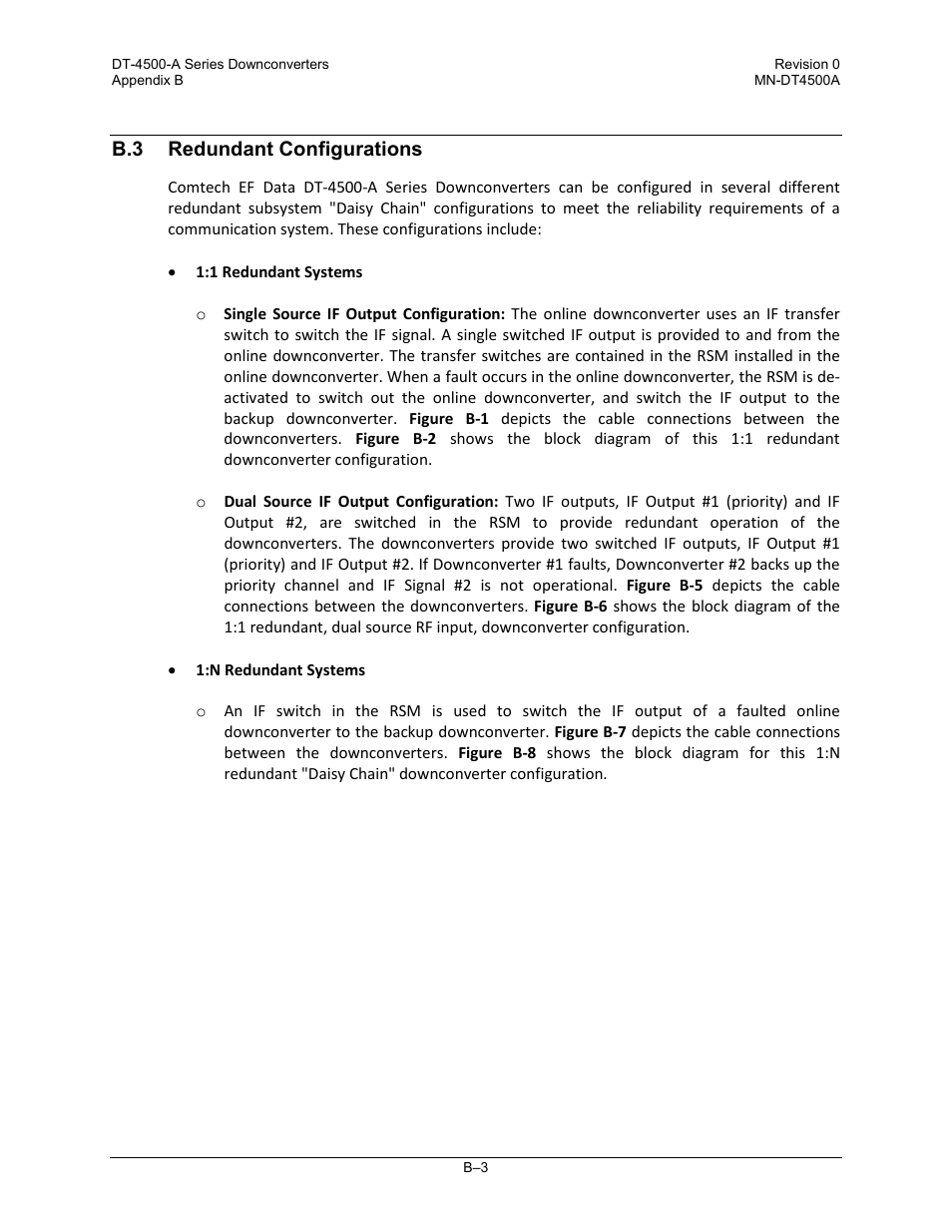 B.3 redundant configurations | Comtech EF Data DT-4500-A Series User Manual | Page 143 / 162