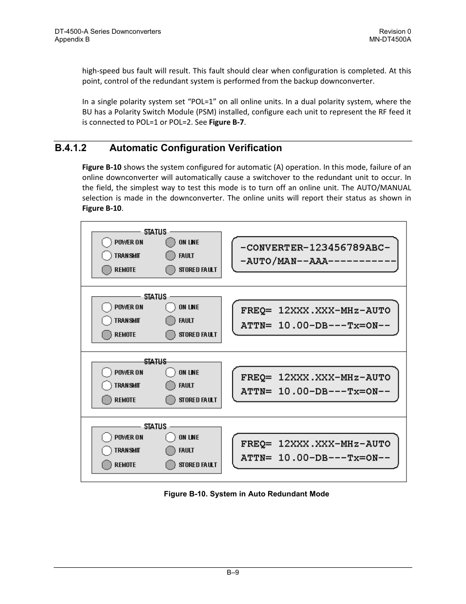 B.4.1.2 automatic configuration verification | Comtech EF Data DT-4500-A Series User Manual | Page 149 / 162