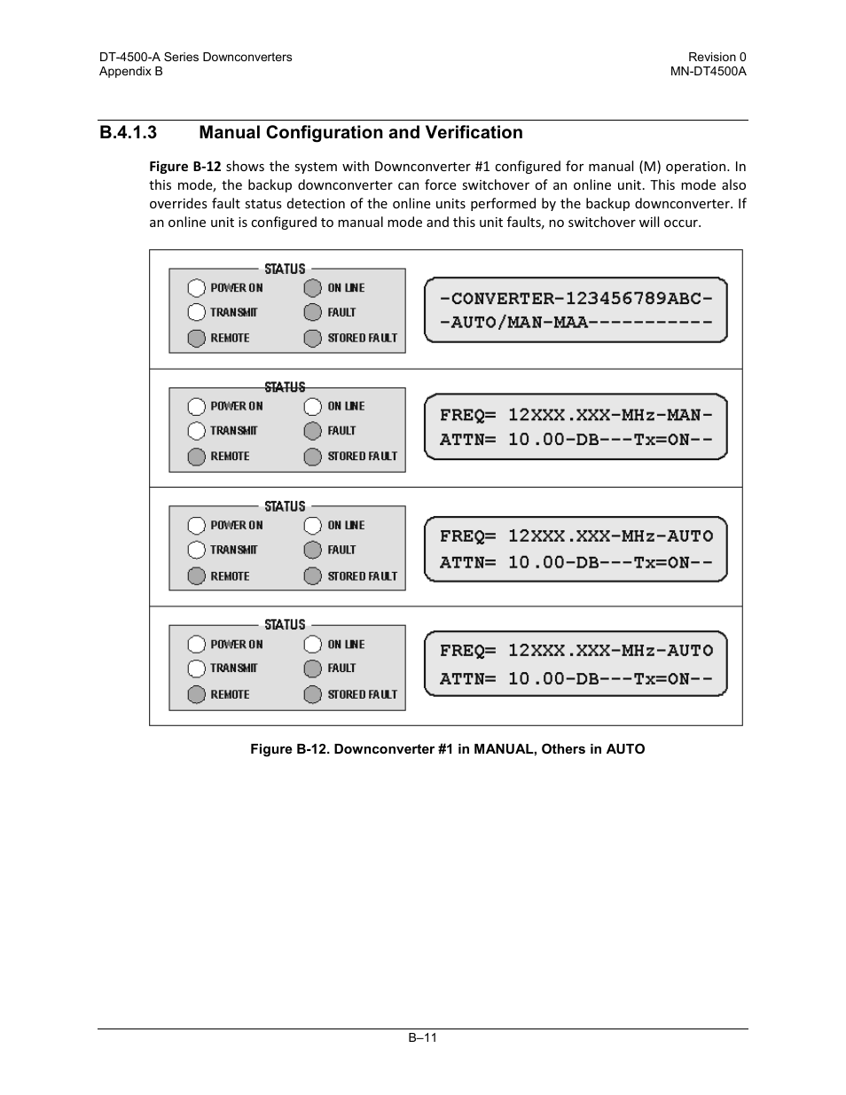 B.4.1.3 manual configuration and verification | Comtech EF Data DT-4500-A Series User Manual | Page 151 / 162