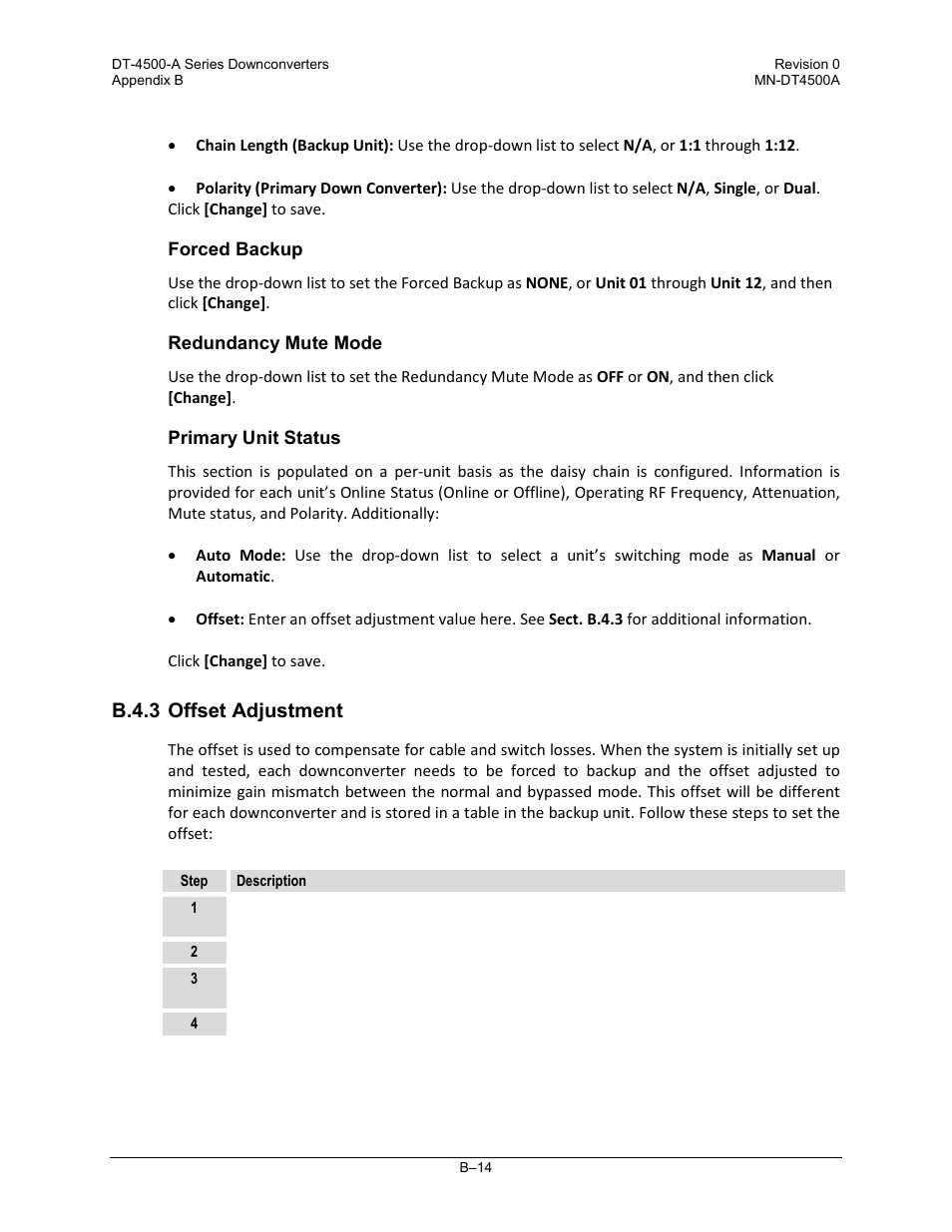 B.4.3 offset adjustment | Comtech EF Data DT-4500-A Series User Manual | Page 154 / 162