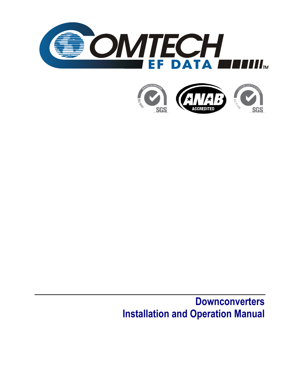 Inside cover, Dt-4500-a series, Downconverters installation and operation manual | Comtech EF Data DT-4500-A Series User Manual | Page 3 / 162