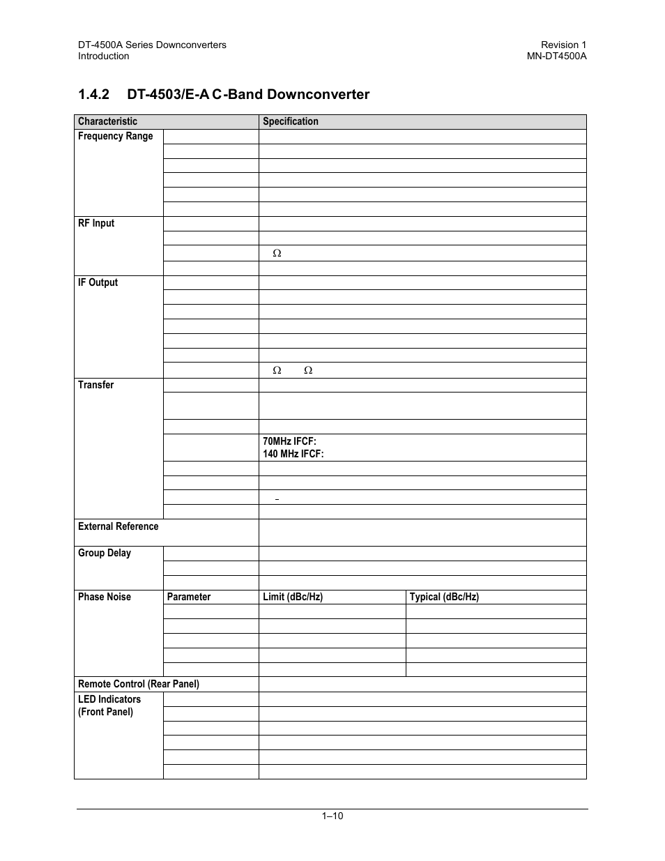 2 dt-4503/e-a c-band downconverter | Comtech EF Data DT-4500-A Series User Manual | Page 34 / 162