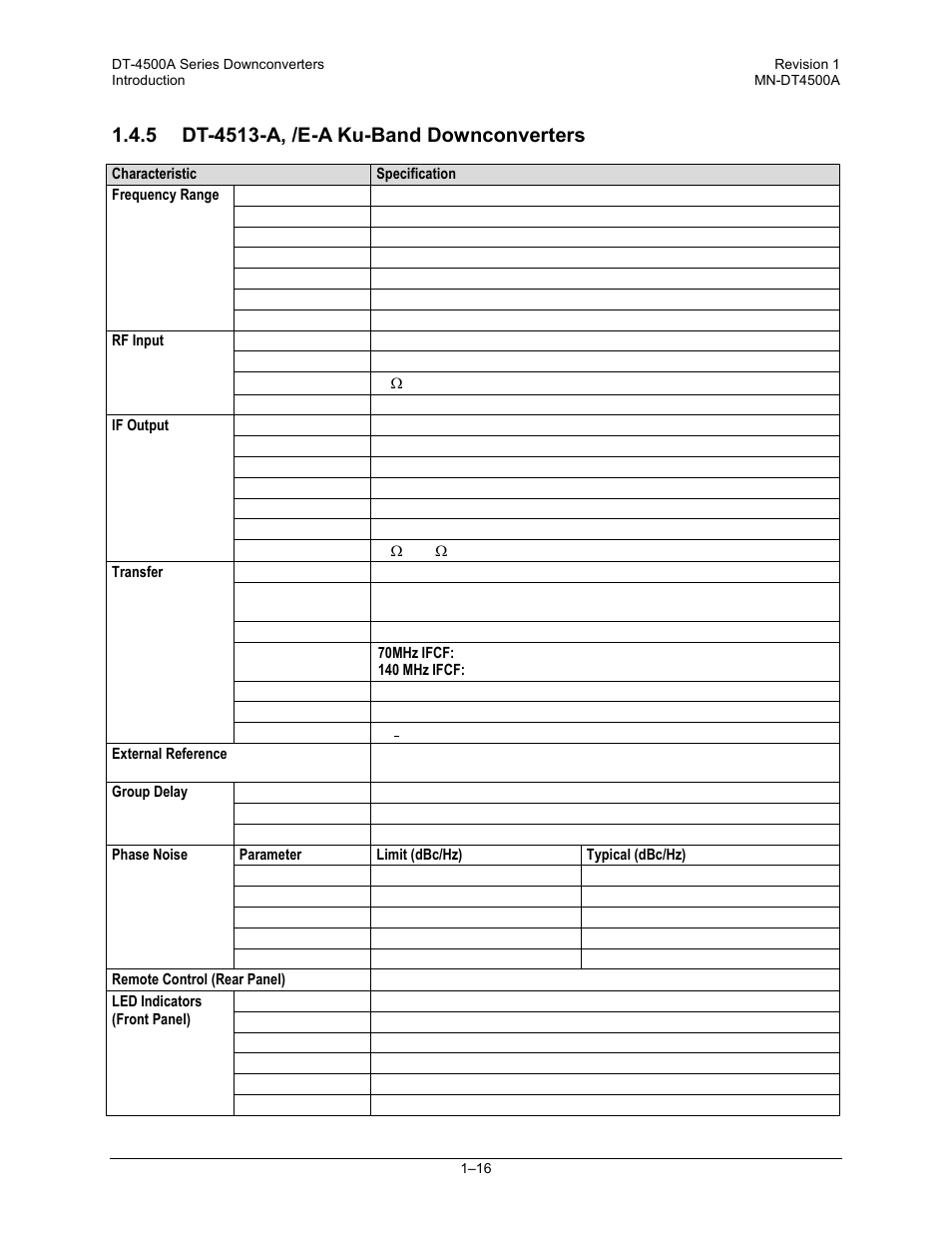 5 dt-4513-a, /e-a ku-band downconverters | Comtech EF Data DT-4500-A Series User Manual | Page 40 / 162