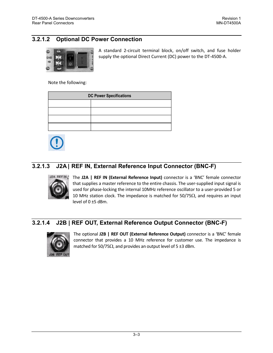 2 optional dc power connection | Comtech EF Data DT-4500-A Series User Manual | Page 53 / 162
