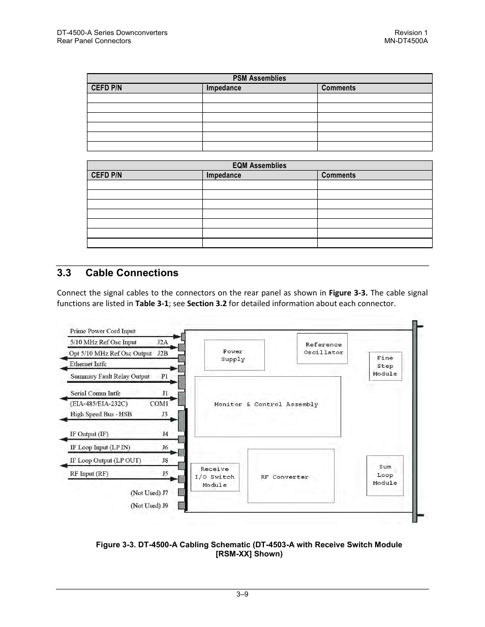 3 cable connections | Comtech EF Data DT-4500-A Series User Manual | Page 59 / 162