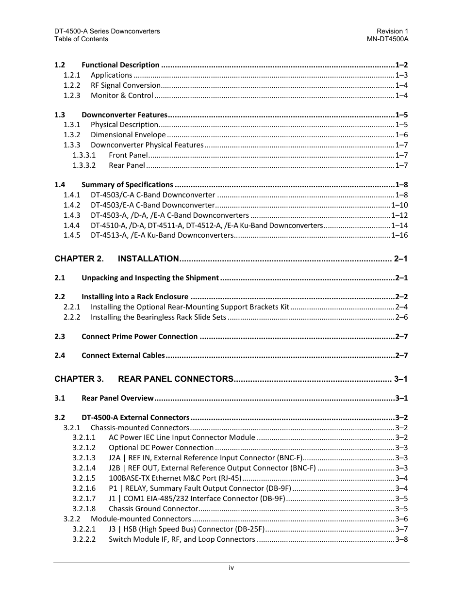 Comtech EF Data DT-4500-A Series User Manual | Page 6 / 162