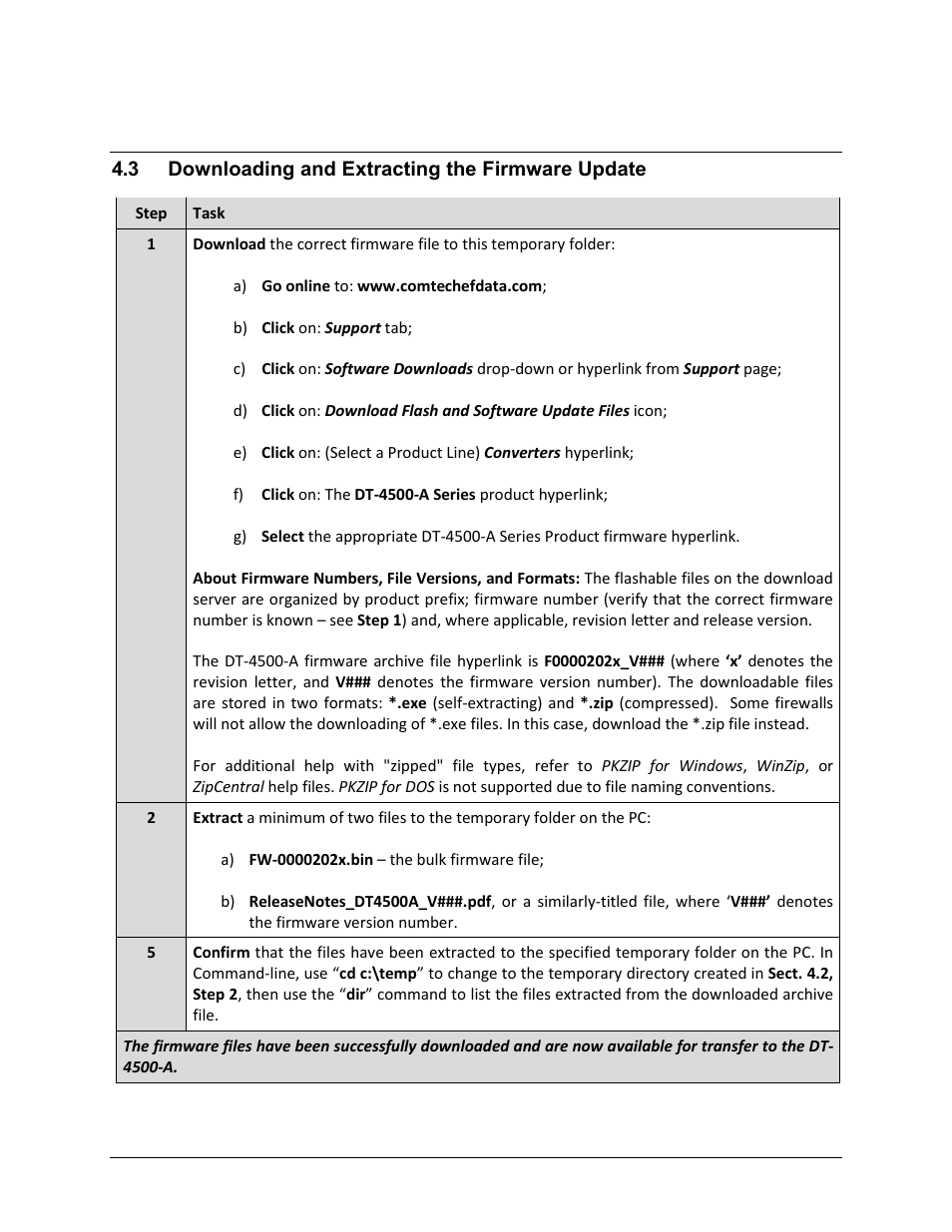 3 downloading and extracting the firmware update | Comtech EF Data DT-4500-A Series User Manual | Page 65 / 162