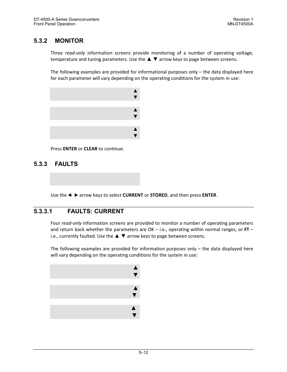 2 monitor, 3 faults, 1 faults: current | Comtech EF Data DT-4500-A Series User Manual | Page 80 / 162