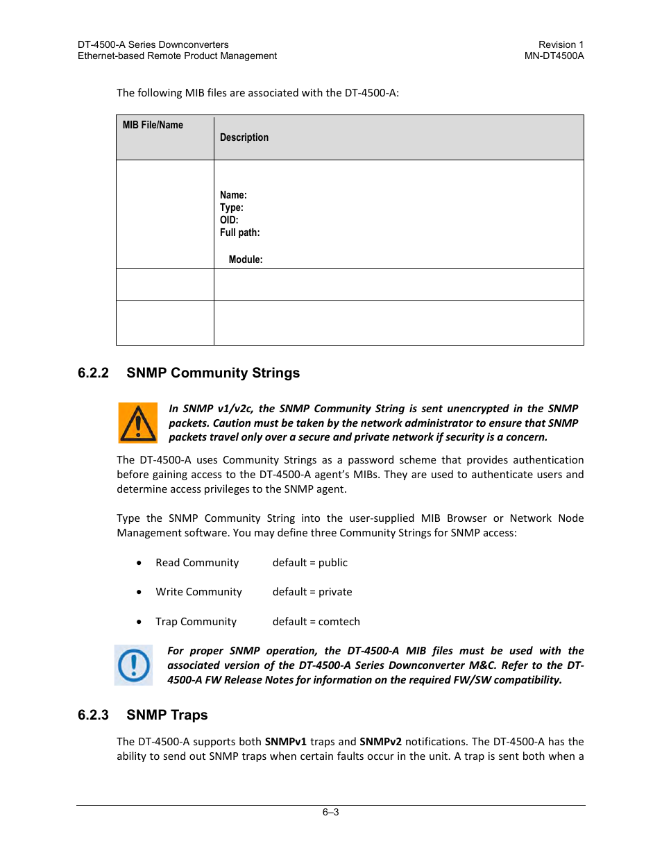 2 snmp community strings, 3 snmp traps | Comtech EF Data DT-4500-A Series User Manual | Page 89 / 162