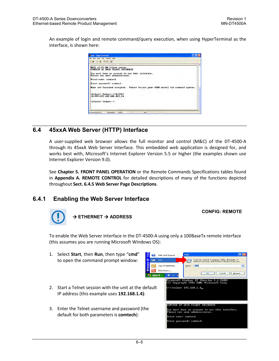 4 45xxa web server (http) interface, 1 enabling the web server interface | Comtech EF Data DT-4500-A Series User Manual | Page 91 / 162