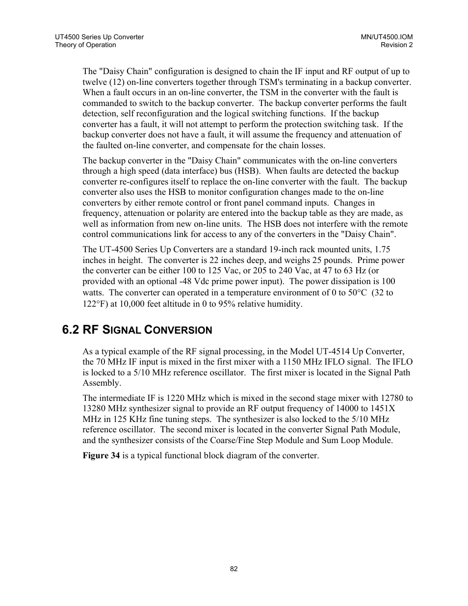 Rf signal conversion, 2 rf s | Comtech EF Data UT-4500 Series User Manual | Page 100 / 112