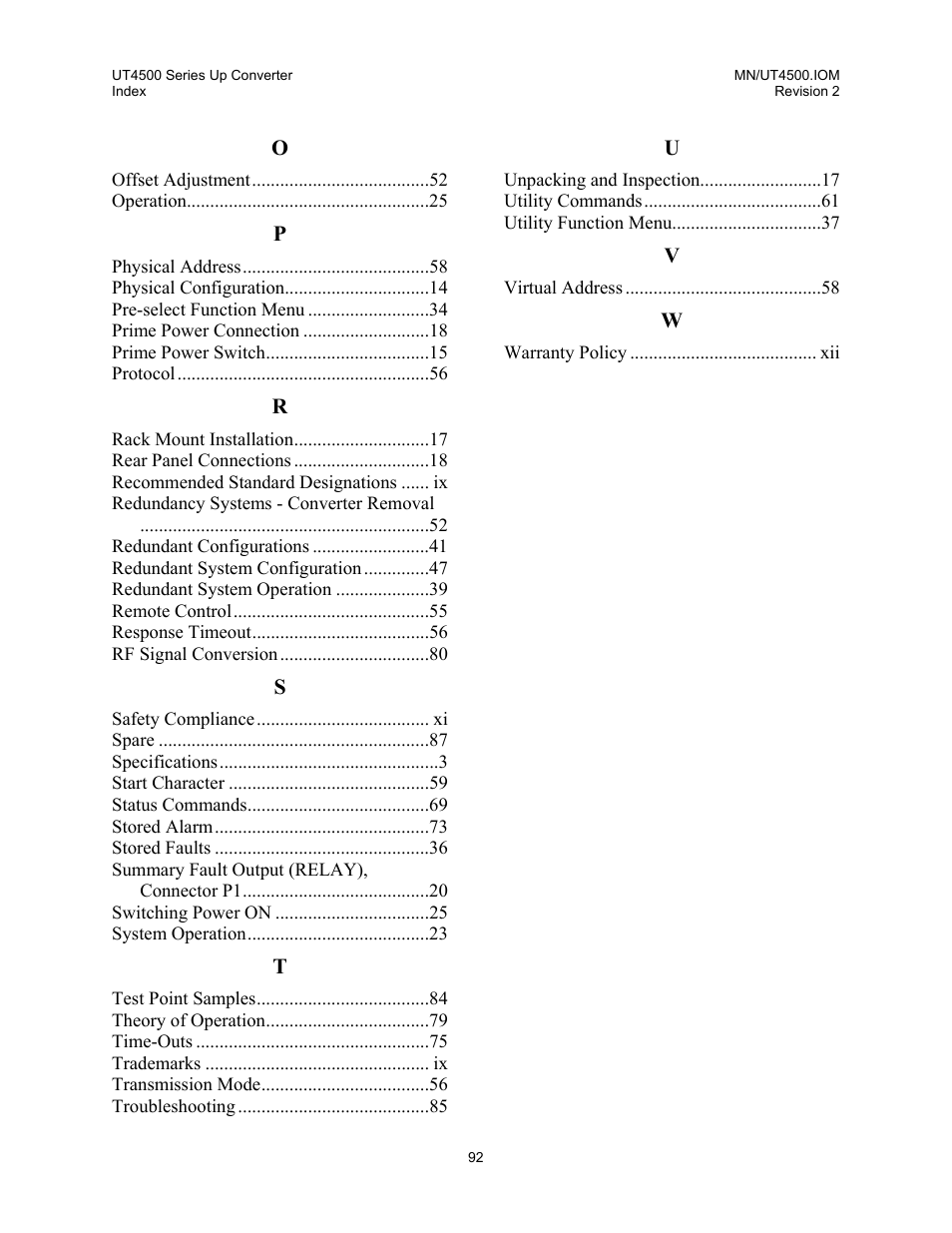 Comtech EF Data UT-4500 Series User Manual | Page 110 / 112