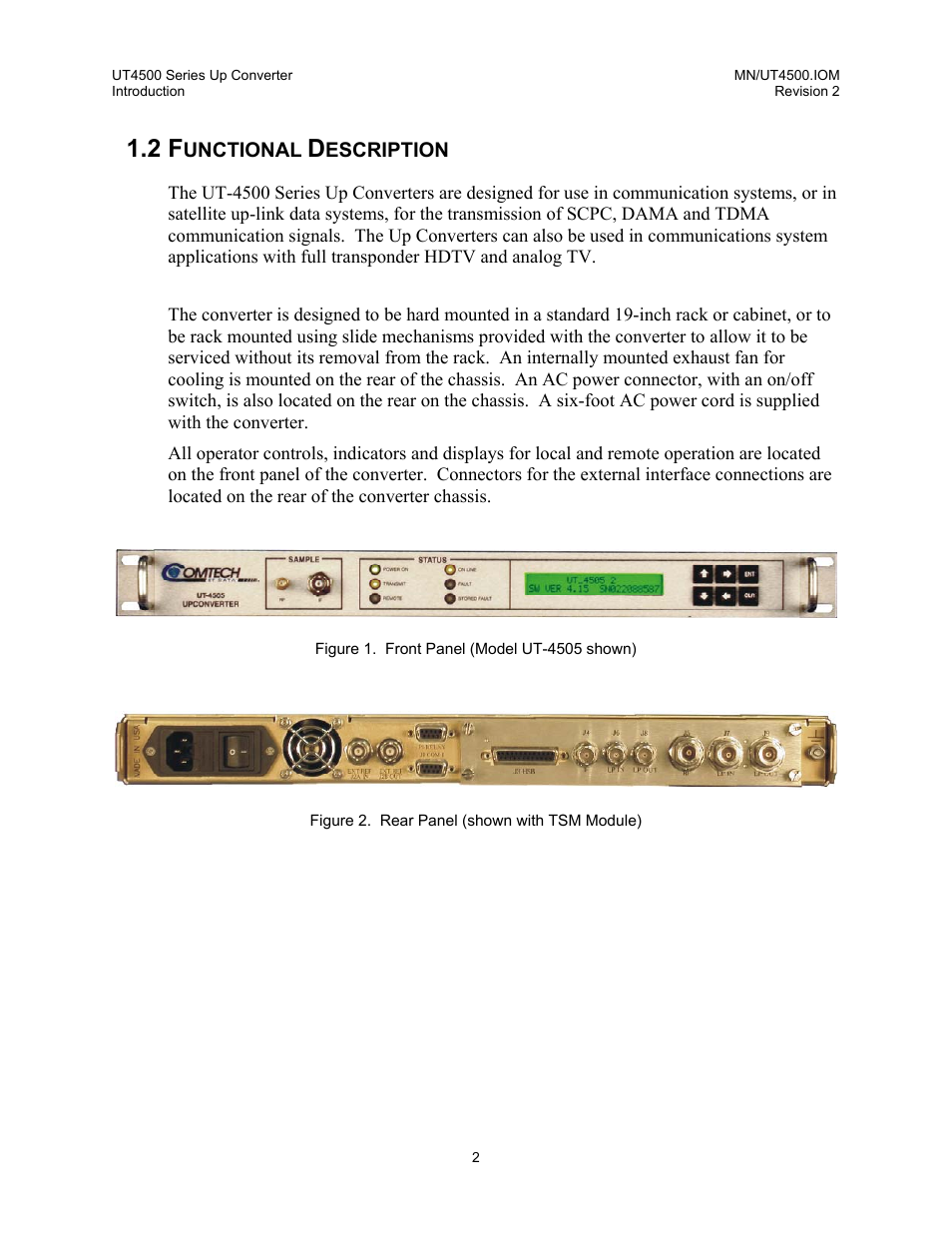 Functional description | Comtech EF Data UT-4500 Series User Manual | Page 20 / 112