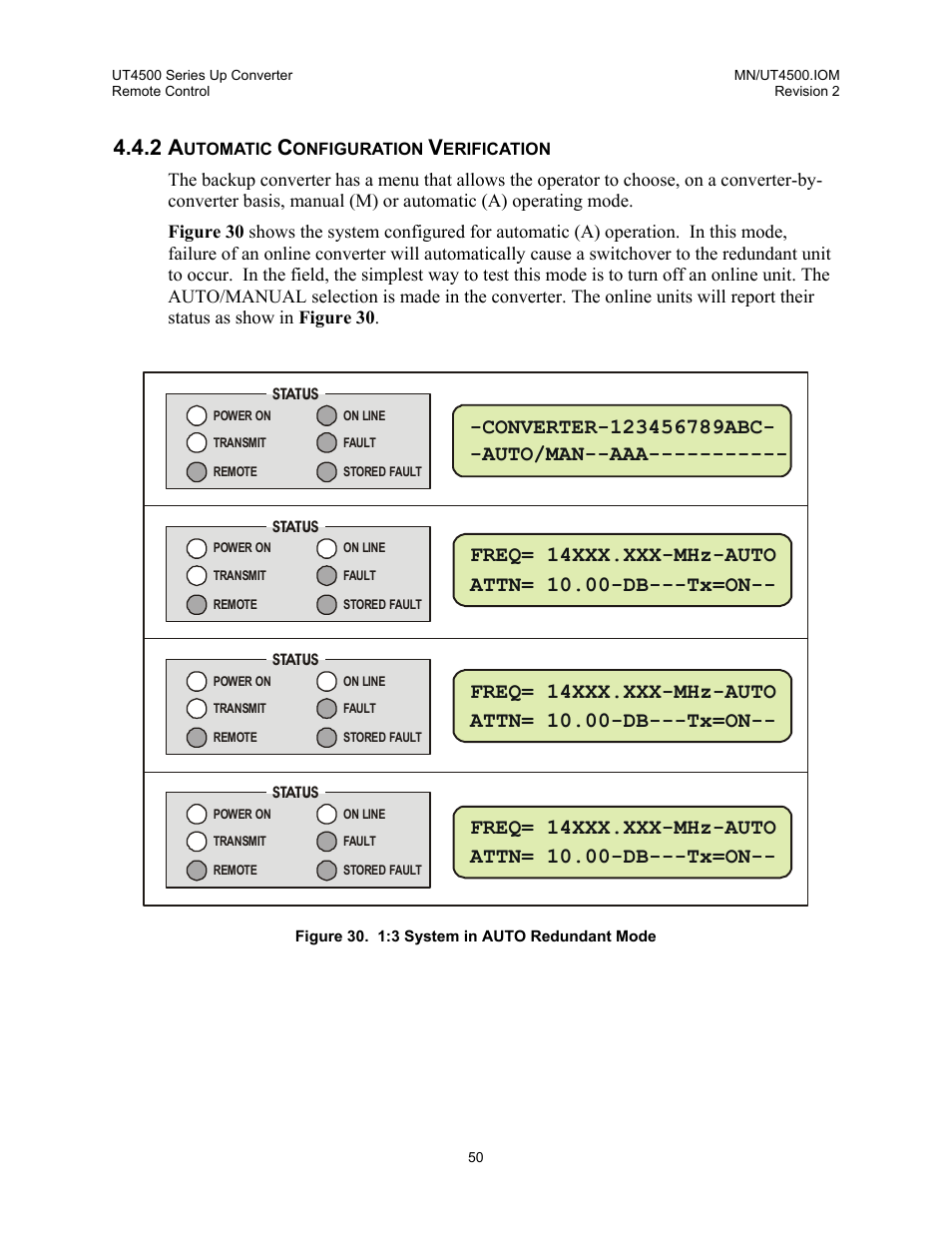 Automatic configuration verification | Comtech EF Data UT-4500 Series User Manual | Page 68 / 112