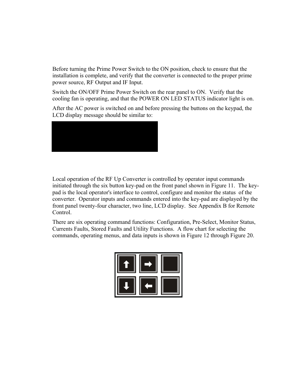 Switching power on, Operation, 2 switching power on | 3 operation, Figure 11. keypad, Operation 17 | Comtech EF Data UT-4579 User Manual | Page 33 / 100