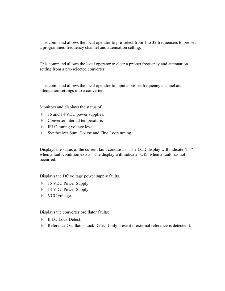 Monitor status function menu, Current faults function menu | Comtech EF Data UT-4579 User Manual | Page 43 / 100