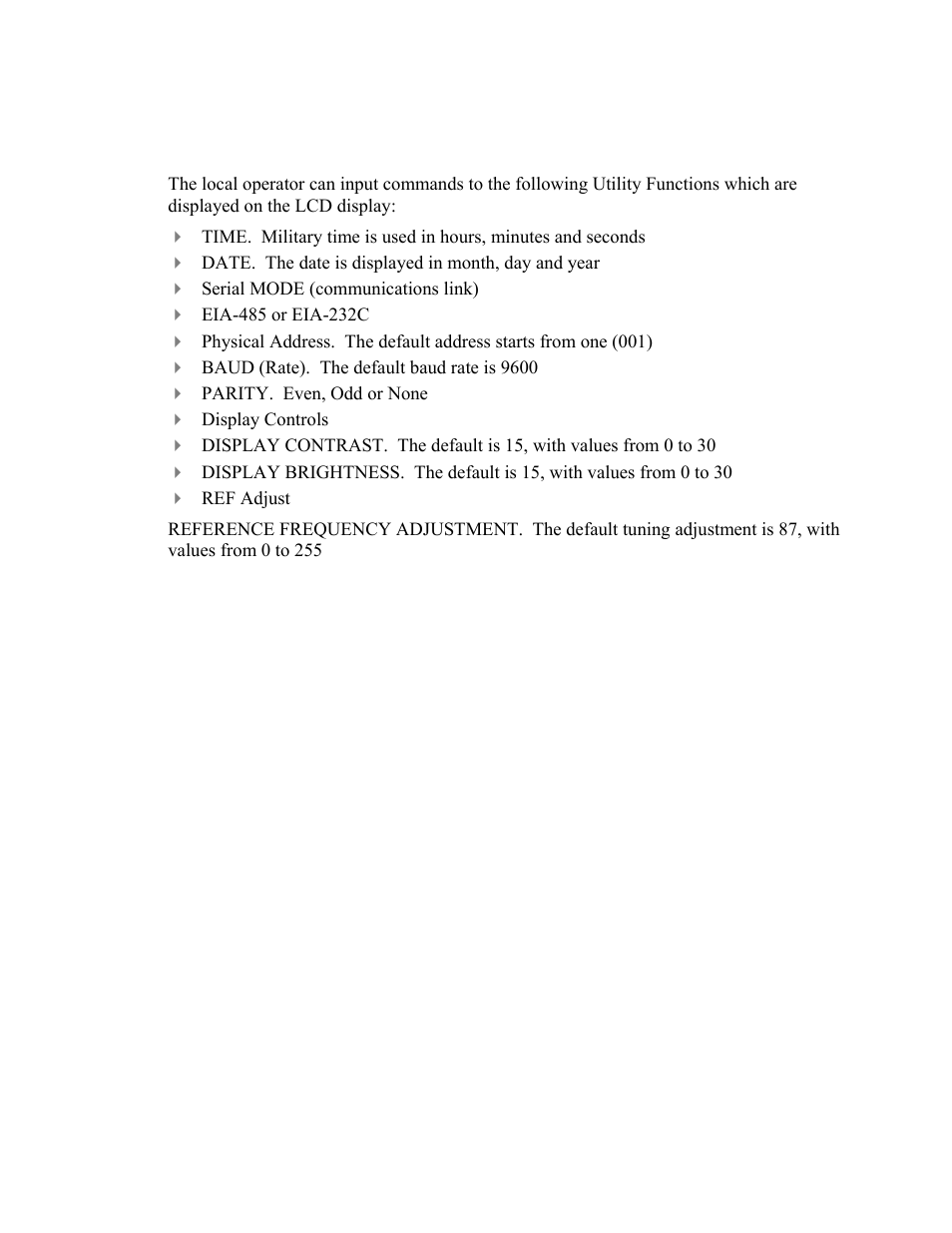 Utility function menu, 7 utility function menu | Comtech EF Data UT-4579 User Manual | Page 45 / 100