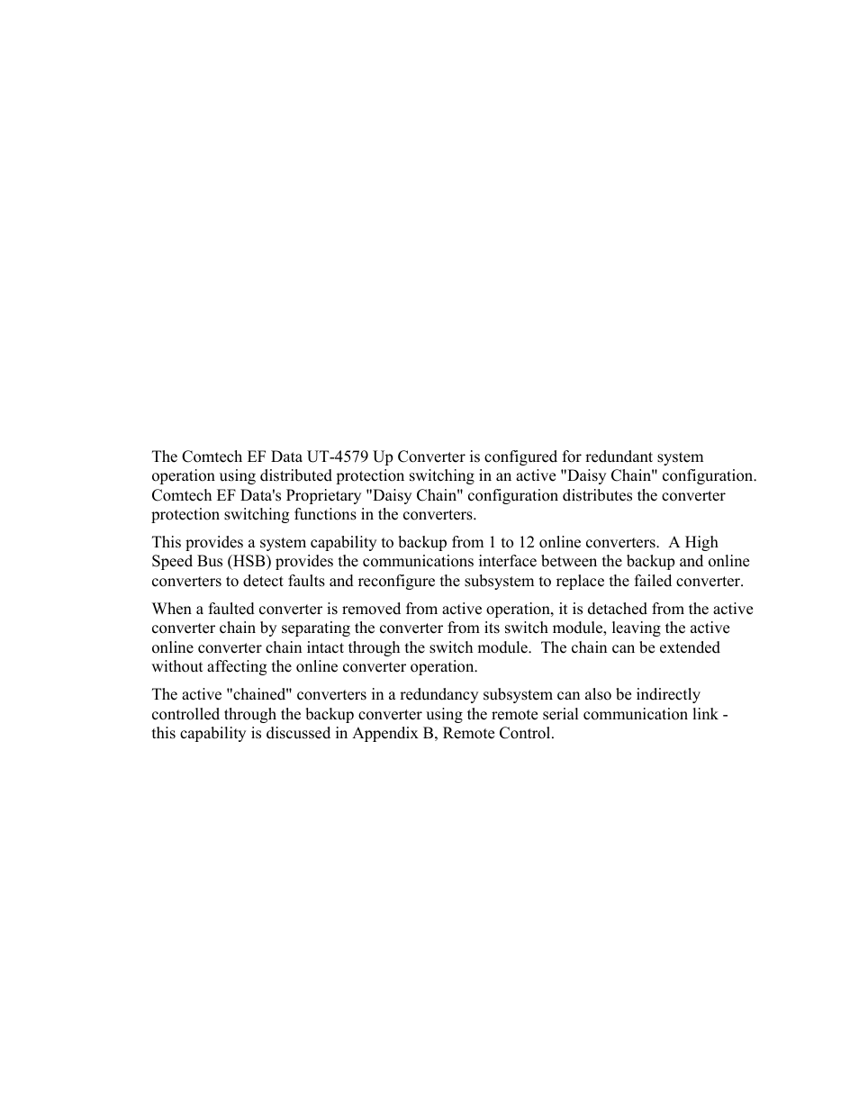 Redundant system operation, Overview, Appendix a | A.1 overview, Appendix a. redundant system operation, A.1 o | Comtech EF Data UT-4579 User Manual | Page 47 / 100