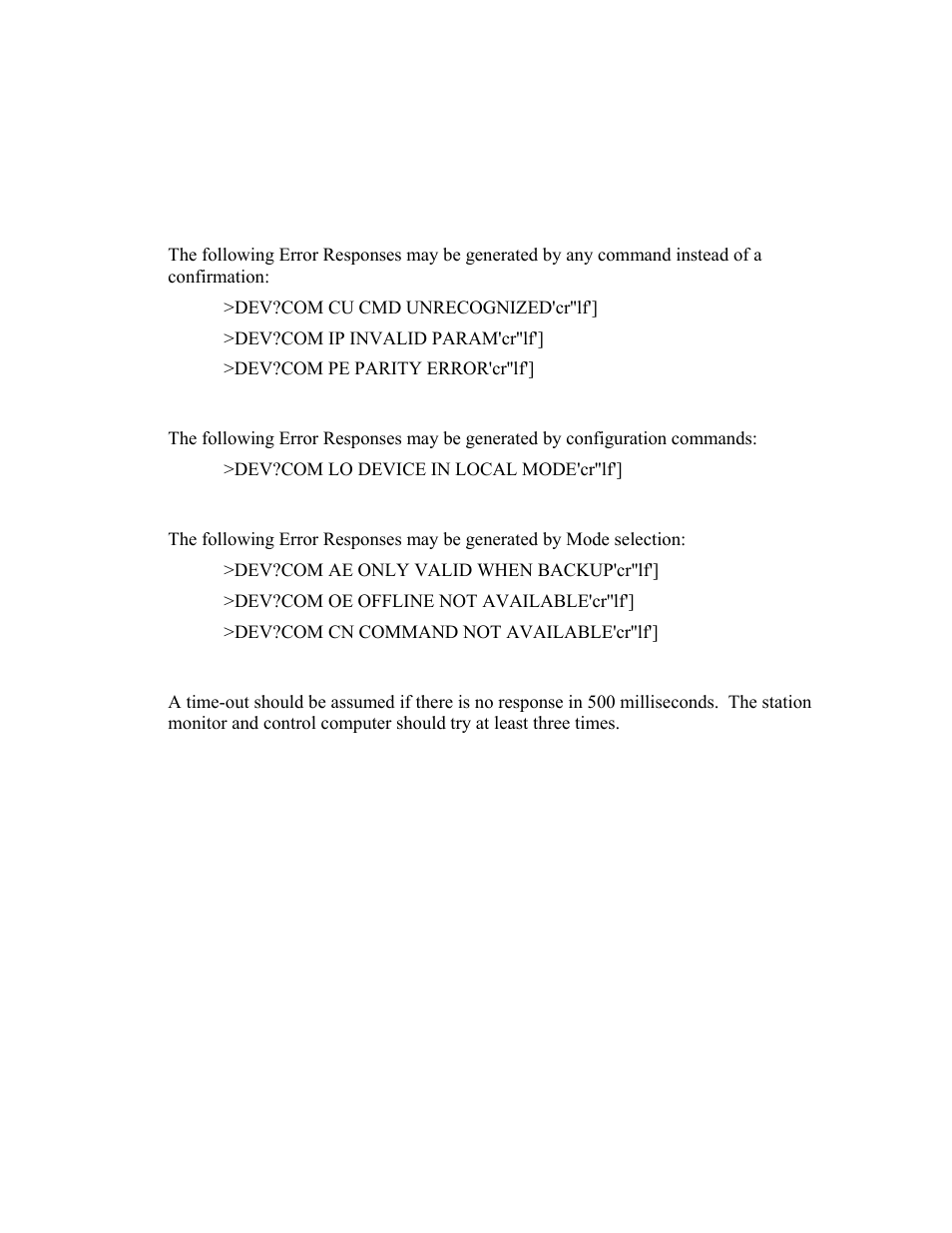 Error processing, General errors, Configuration errors | Mode errors, Time-outs, B.7 error processing, B.7 e | Comtech EF Data UT-4579 User Manual | Page 83 / 100