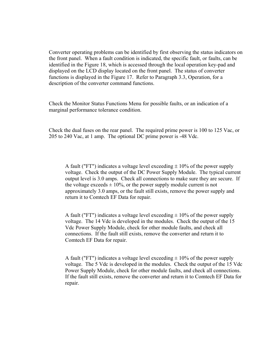 Troubleshooting, Converter faults, D.2.2 troubleshooting d.2.3 converter faults | Comtech EF Data UT-4579 User Manual | Page 93 / 100