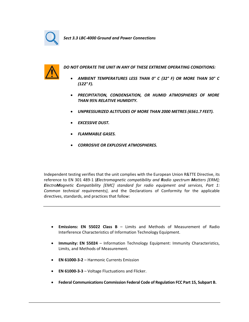Operating environment | Comtech EF Data LBC-4000 User Manual | Page 13 / 108